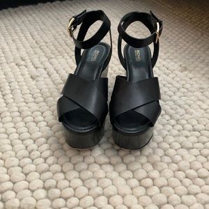 Michael by Michael Korea Black Leather Wedge